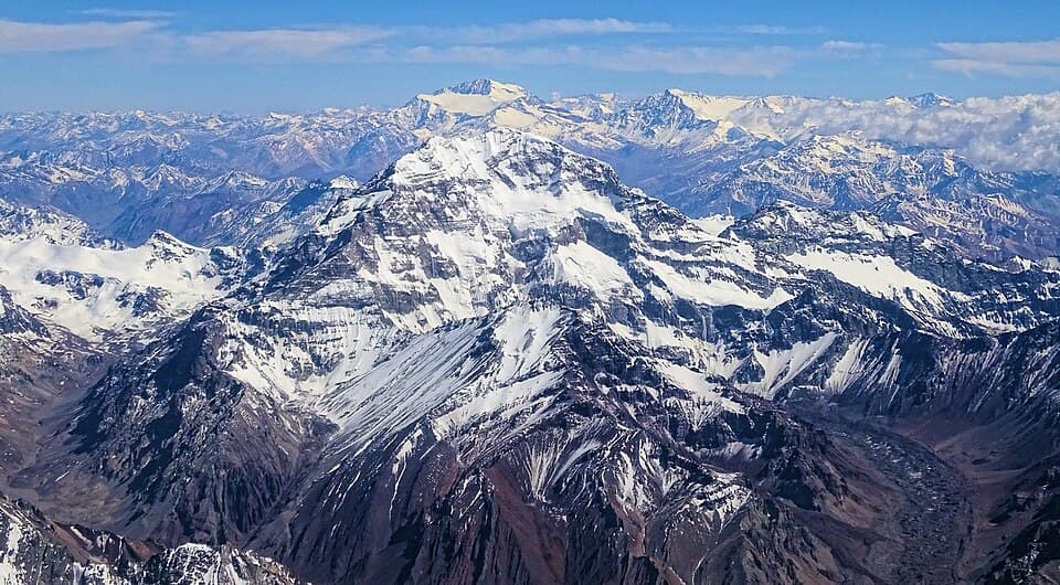 Aconcagua seen from a commercial flight between Buenos Aires, Argentina, and Santiago de Chile in December 2016. In the background we also see the mountain…