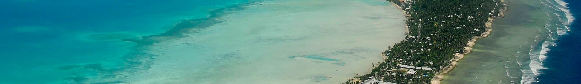 South Tarawa is a narrow strip of land between the lagoon and the ocean