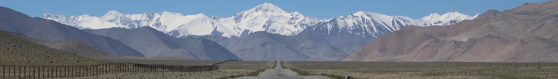 The Pamir Highway in Tajikistan near the Karakul lake.