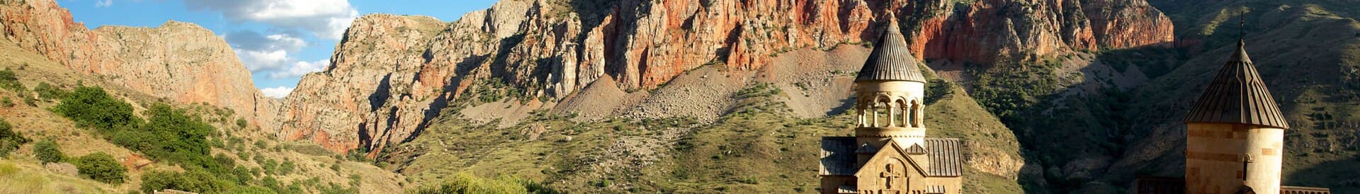 Panorama of the Armenian monastery Noravank in Armenia 's mountainous Vayots Dzor region.